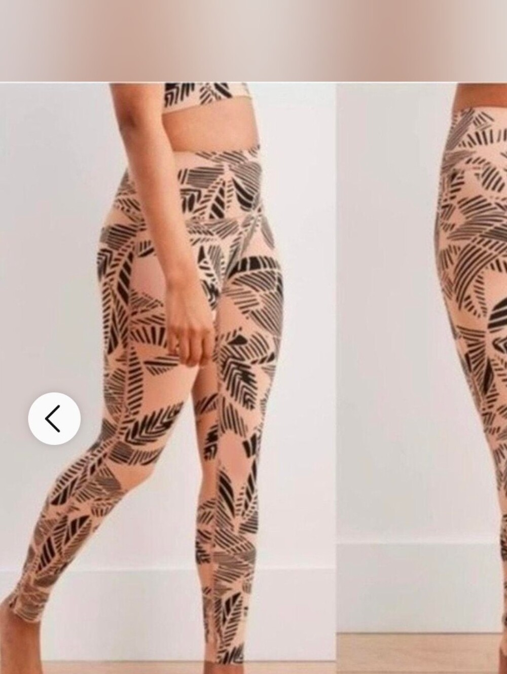 Aerie Tropical Print High-Waist Leggings in Beige and Black